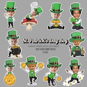 Anpassat ansikte för St. Patricks dag | Lägg till ditt eget ansiktsfotomall | Lucky Kids Clipart