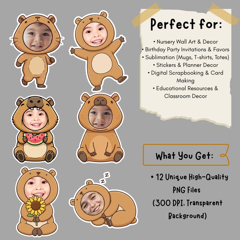 Capybara Custom Face| Add Your Own Photo | Cupcake Topper & Funny Party ...