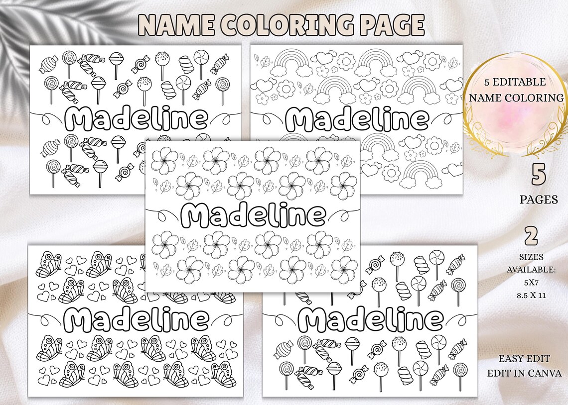 Custom Name Coloring Pages: Kids Personalized Activity (PDF) - Etsy