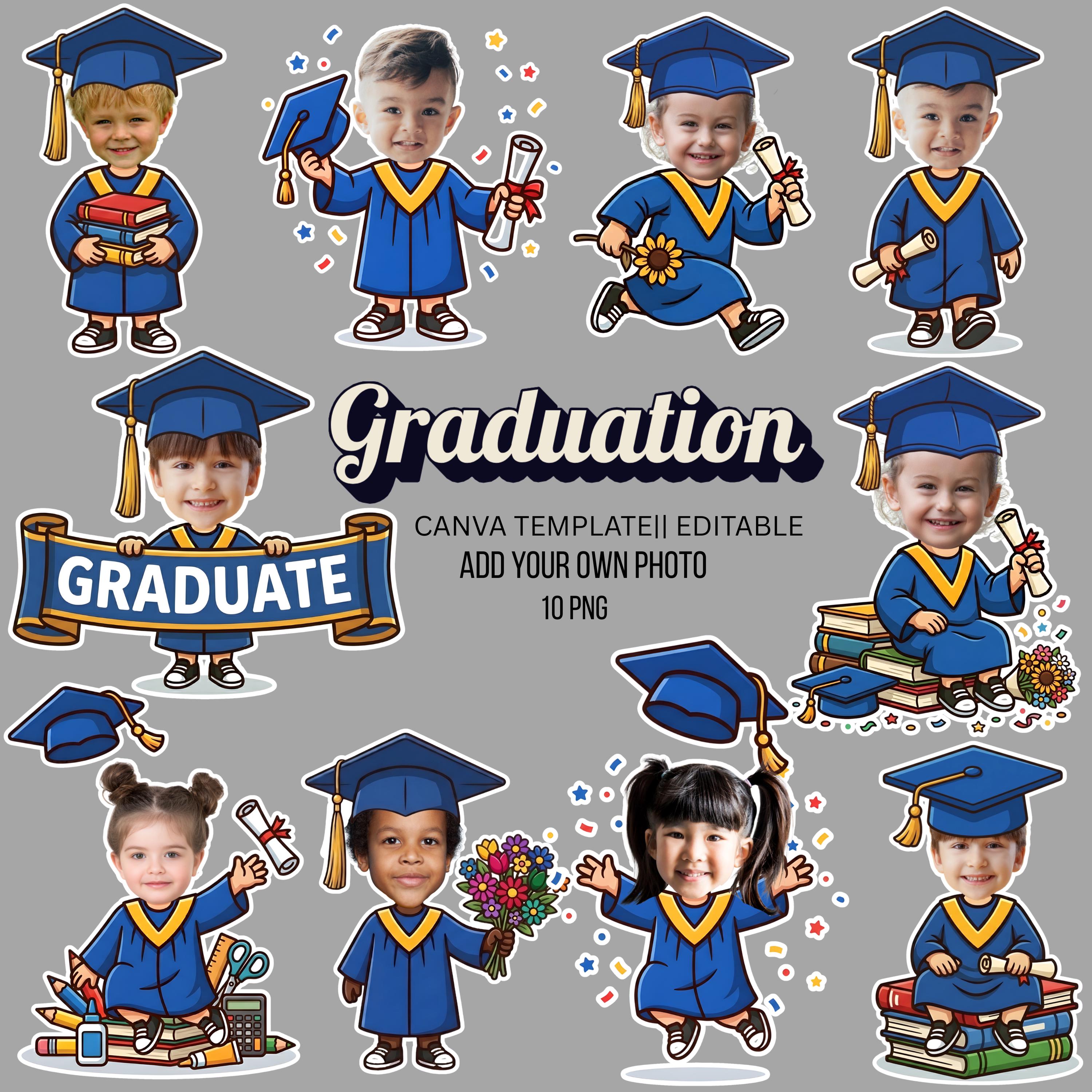 Custom Graduation Clipart, Editable Canva Template, Add Photo Pngs - Etsy