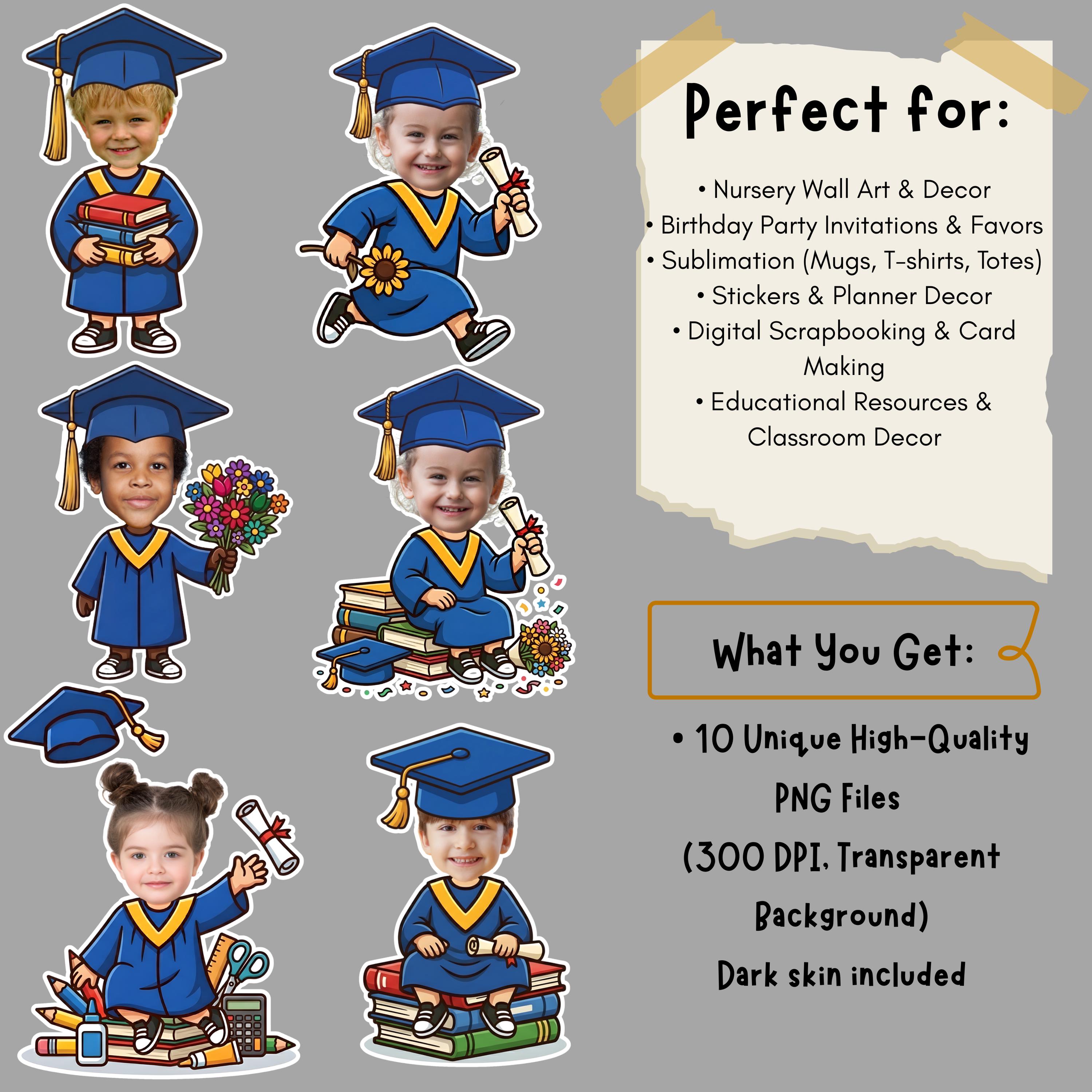 Custom Graduation Clipart, Editable Canva Template, Add Photo Pngs - Etsy