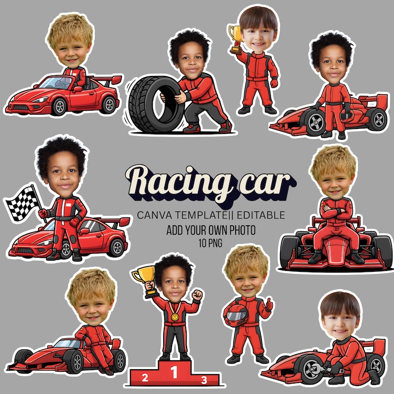 Racing Car Custom Photo/ Add Your Own Face/diy Craft/ - Etsy