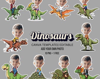 Custom Dinosaur Photo – Add Your Own Face | DIY Printable Birthday Decor & Face Blank Craft