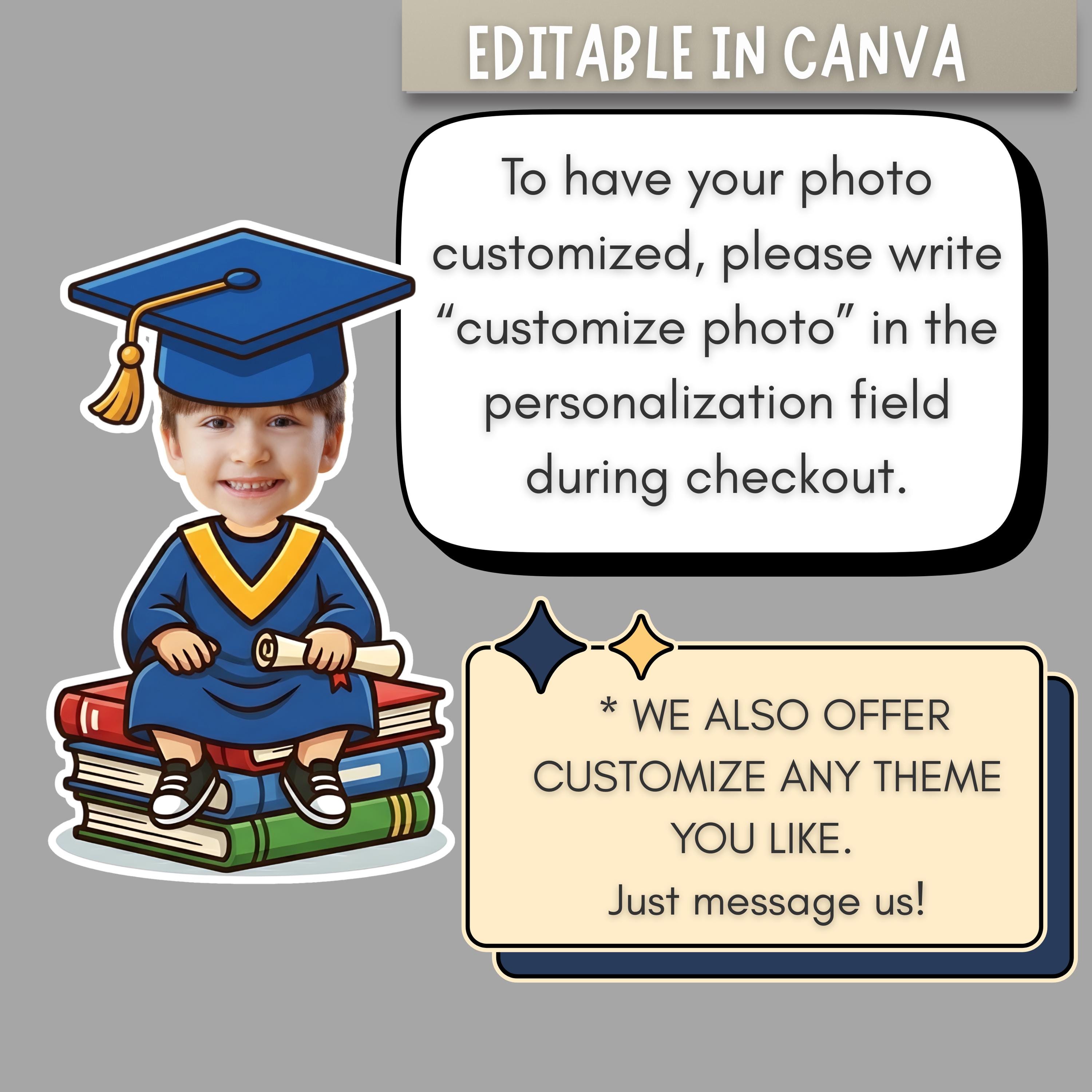 Custom Graduation Clipart, Editable Canva Template, Add Photo Pngs - Etsy