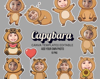 Capybara Custom Face| Add Your Own Photo | Cupcake Topper & Funny Party Prop