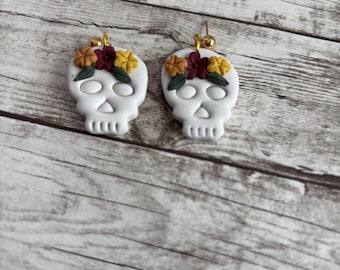 Flower Skull Earrings