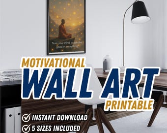 Train Your Mind Motivational Wall Art Printable - Buddhist Quote Poster - Digital Download - Mindfulness Quote Print