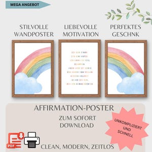 Póster de aprendizaje Arcoíris alemán | Afirmaciones – Decoración Montessori para habitaciones infantiles – Descarga digital A4, A3 | bohemio | Regalo para niños