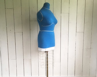 Mid Century Dressmaker's Form - Tailor's Form, Blue Dress Form, Mannequin