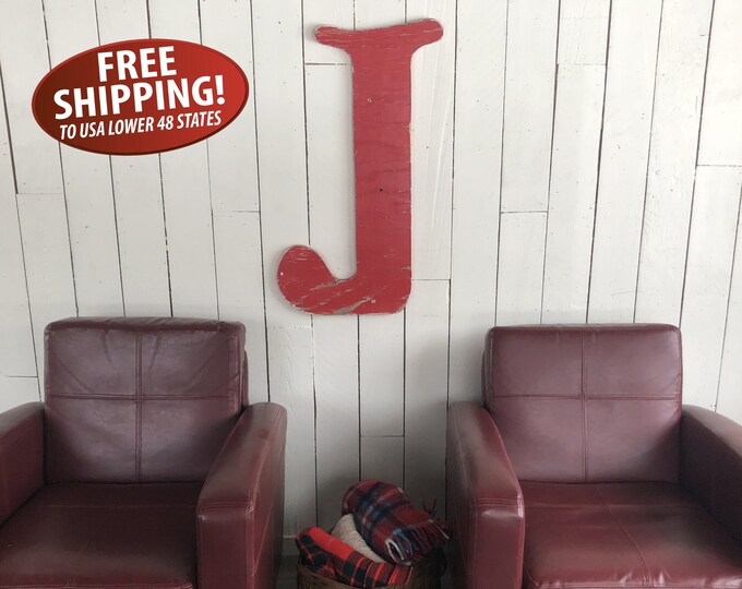 Large Red Wooden Letter 