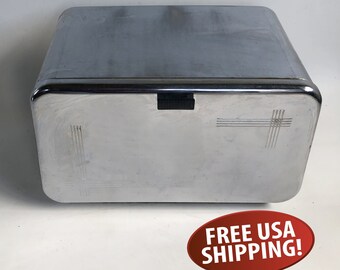 1950s Masterware Breadette Chrome & Stainless Steel Breadbox, Cake Keep, Retro Bread Box, Midcentury Kitchen Storage
