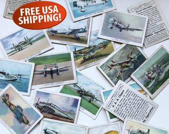 Wings Cigarettes 1940s Airplane Collector Cards - C Series, World War II Aircraft Pictures, Trading Cards, Ephemera, Tobacciana, Militaria