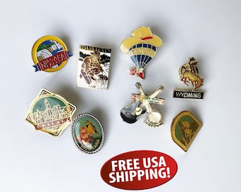 Vintage USA State and City Lapel Pins, Hat Pin, Tie Tack, Tie Pin, Cloisonné, Souvenir Pin, Tourist Pins, Road Trip