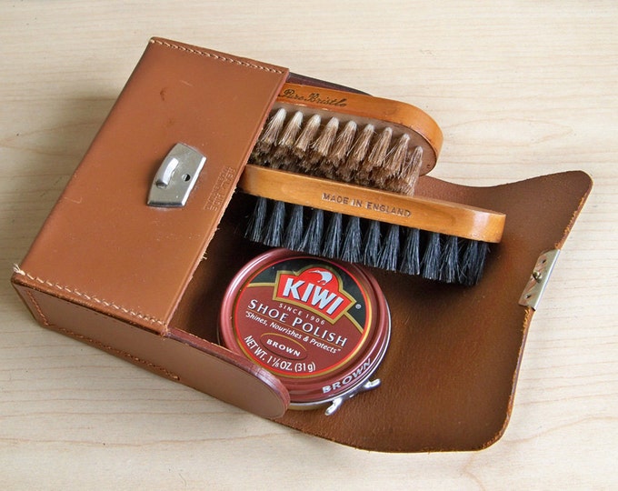1940's Leather Shoe Shine Kit Made in England Etsy