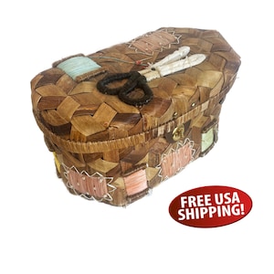 Unique Vintage Sewing Basket Full of Sewing Notions, Hand Embellished Notions Basket, Grannycore, Sewing Gift, Crafting Basket, Notions Case