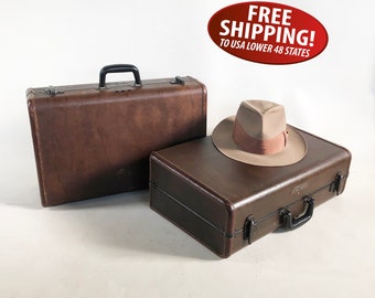 Rare 1930s Samsonite Leather Hard-sided Suitcase - Shwayder Bros. 21" Suitcase, Leather Luggage