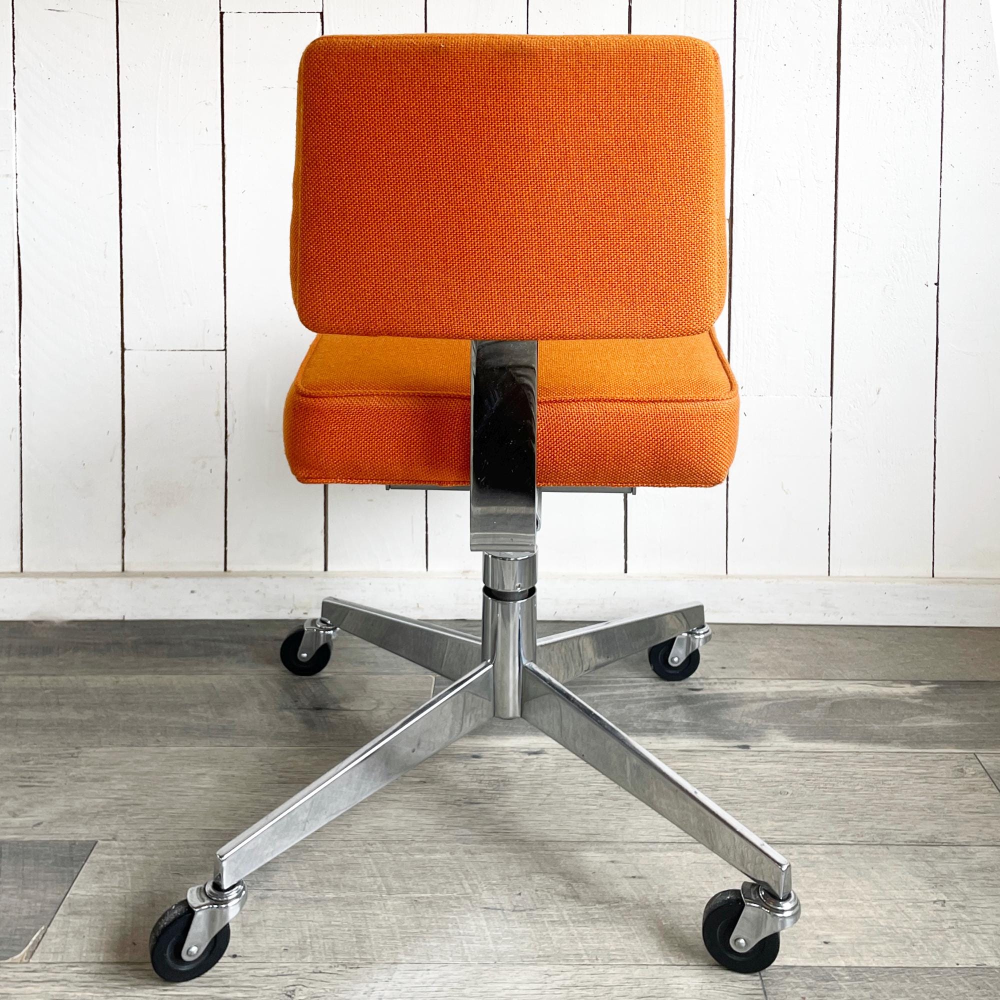Mid-century Mod Orange Office Chair: 1960s Steelcase Chrome Steno