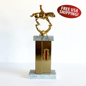 Midcentury Horseback Riding Trophy, Blank Horse Trophy, Cowboy & Western Decor, Horse Lover Gift
