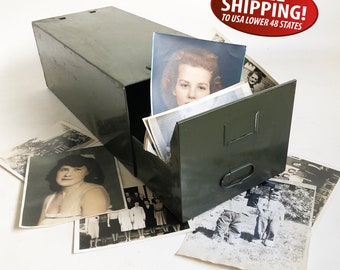 1940s Diebold Safe-T-Stak Green Steel Single File Cabinet, Stackable File, File Drawer, Industrial Storage