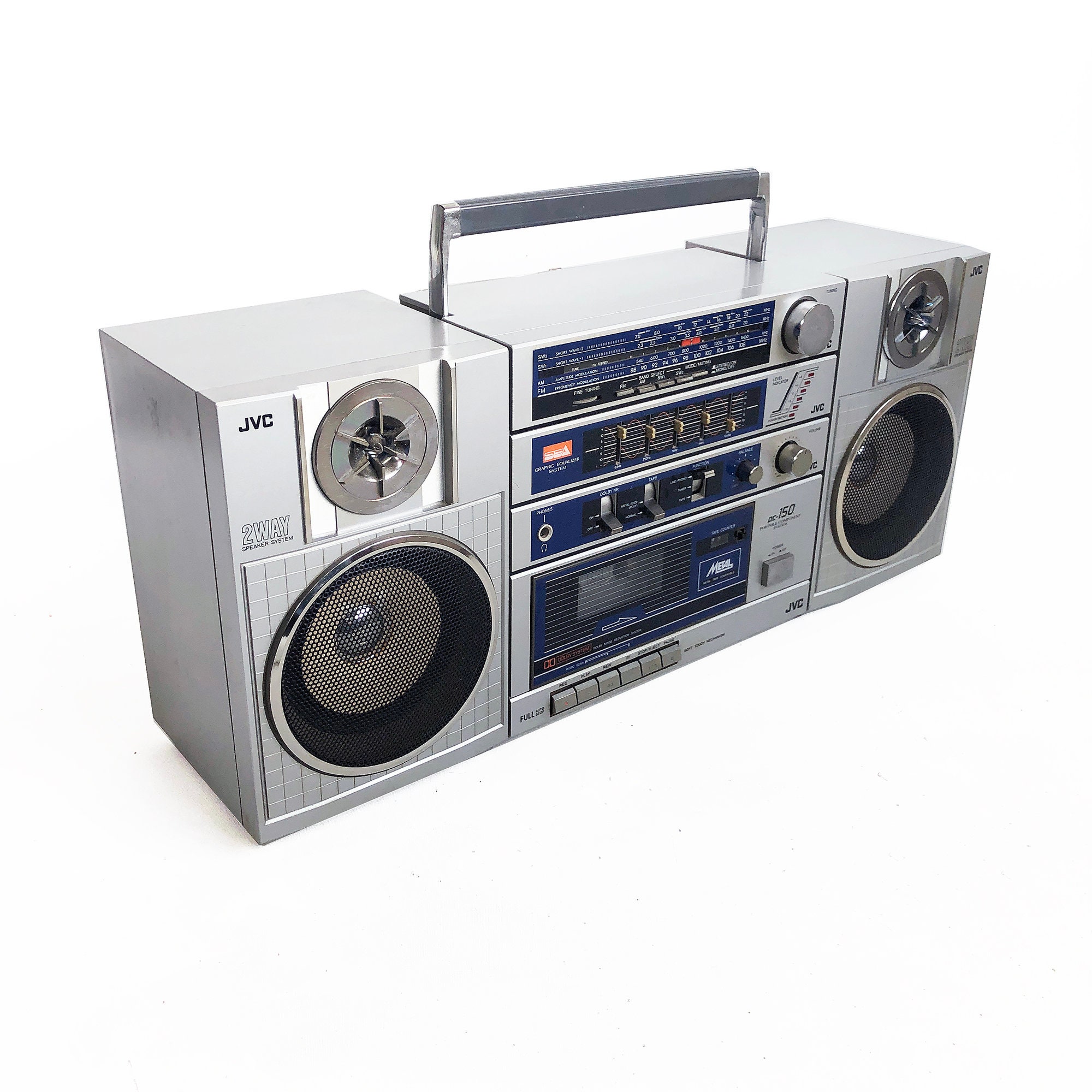 Rare 1980s JVC PC-150 JW Boombox, Ghetto Blaster, Portable Stereo - Main Image