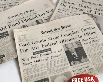 Old Newspaper from October 11 1973, October 12 1973, October 13, 1973 or September 9 1974 - Nixon, Spiro Agnew Resignation, Gerald Ford News