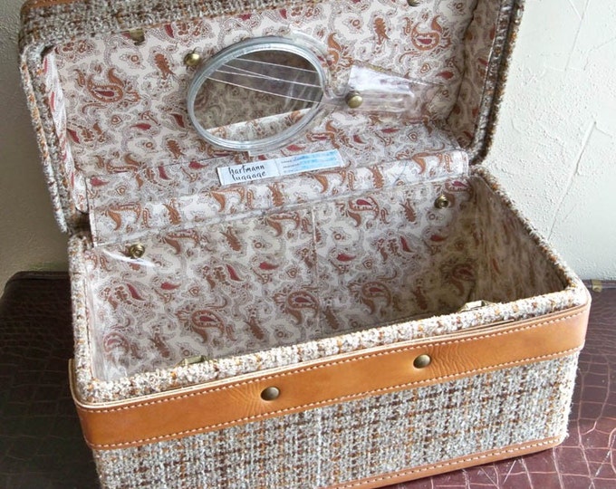Vintage Hartmann Luggage Train Case Beige and Brown Tweed Etsy