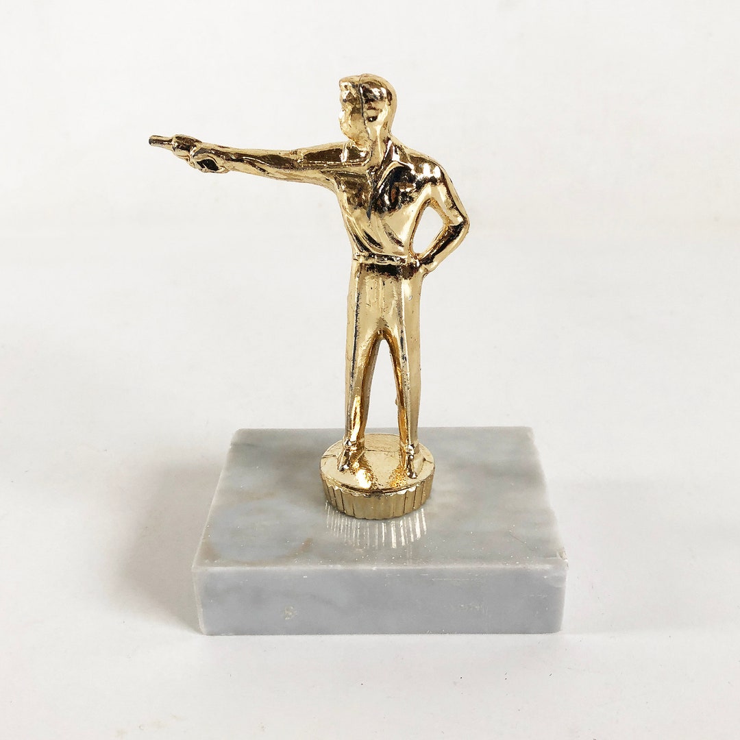 Mid Century Pistol Shooting Trophy, Vintage Handgun Trophy, 5