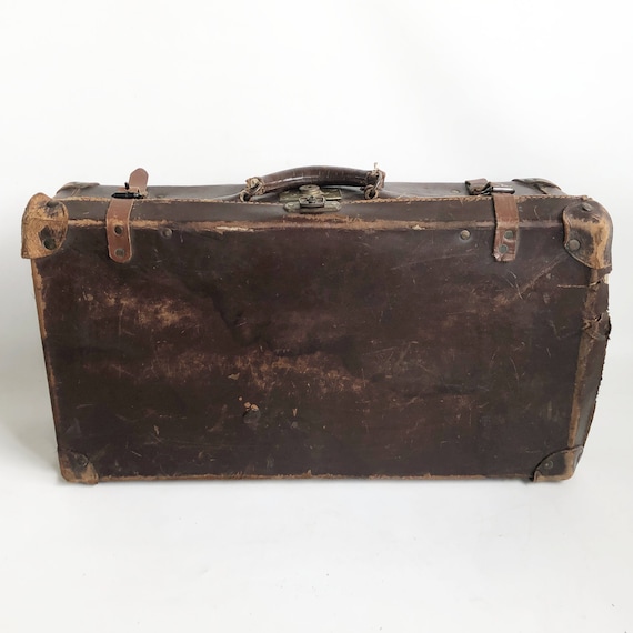 1930s-1940s Distressed Belber Leather Suitcase, S… - image 3