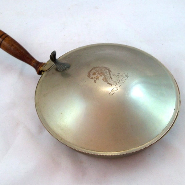 Mid Century Silver on Copper Silent Butler - Crumb Tray with Sea Monster Engraving