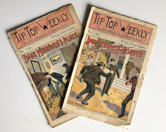 Tip Top Weekly Magazine from 1899, Antique Pulp Fiction, Frank Merriwell Adventure Stories, Youth Adventure Fiction