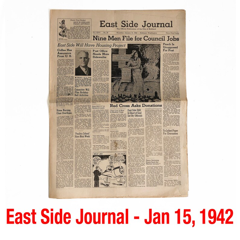 1940s Newspaper From Kirkland Washington Seattle Eastside Etsy