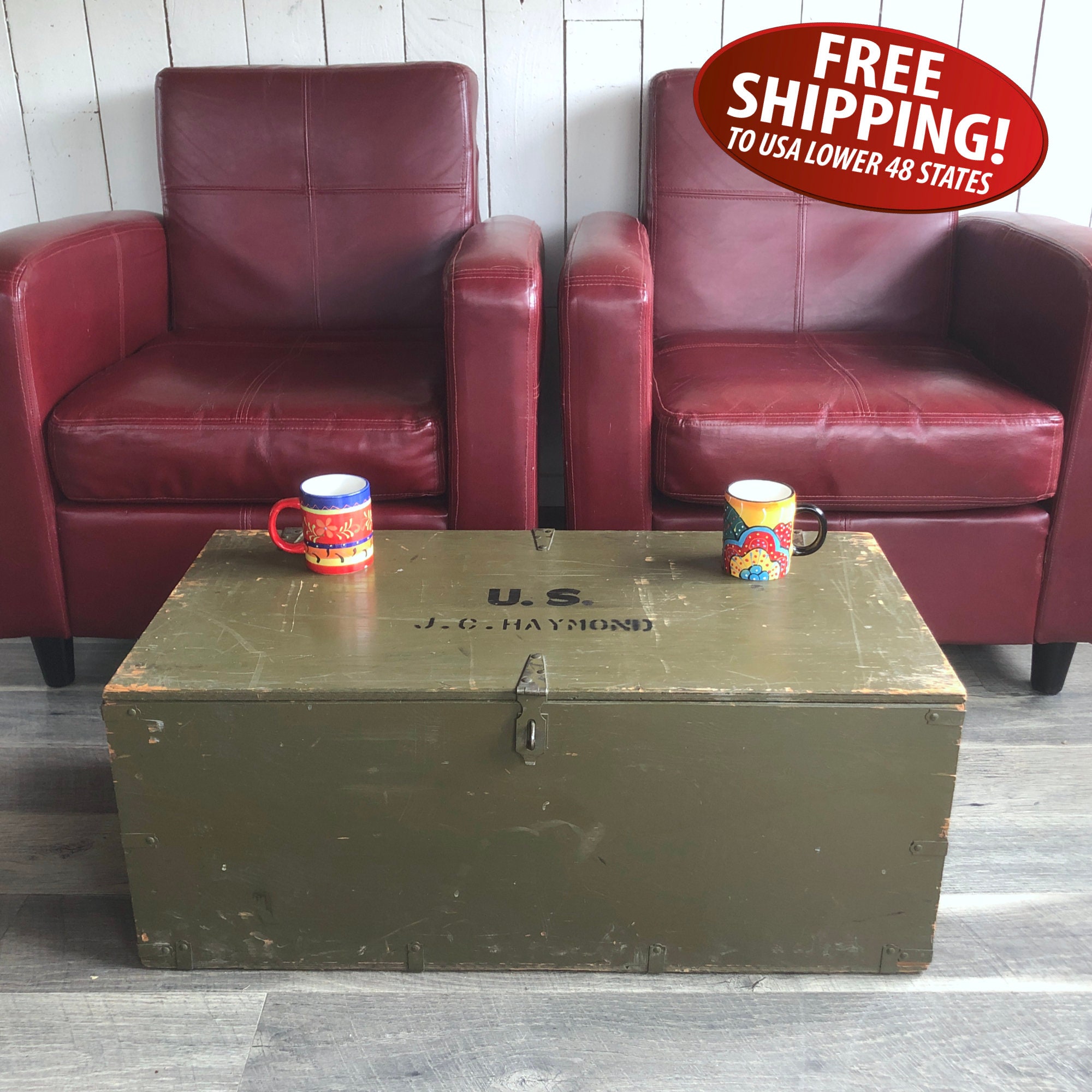 WWII U.S. Army Footlocker With Tray, 1943 Military Foot
