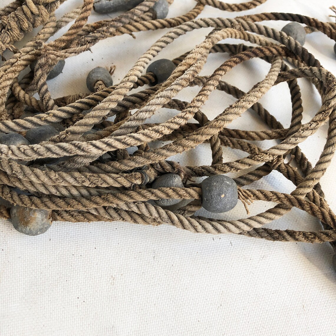 Old Fishing Net Rope Weights 24 feet of Rope Rustic Nautical Etsy