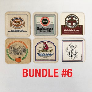 Bundle of Six 1970s-80s German Beer Coasters, Bier Coaster, Octoberfest, Oktoberfest, Breweriana Drink Coaster C Bundle #6