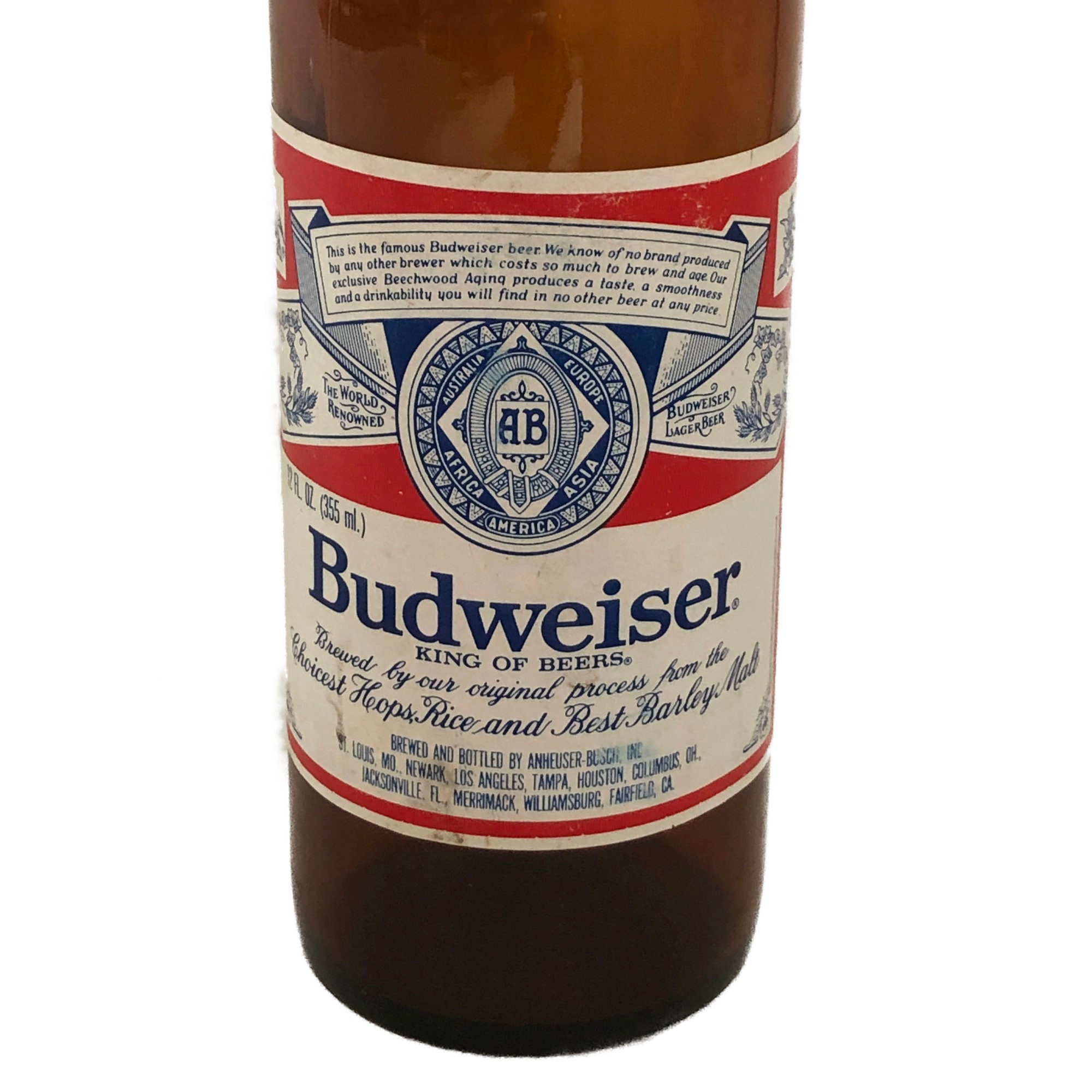 1970〜1980s ヴィンテージBudweiser ビンラベル 10枚セット Vintage Budweiser Beer Bottle, 12 Oz Bottle, 1970s-1980 Bar