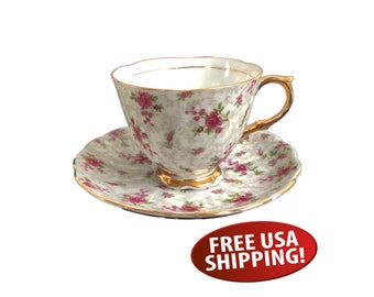 Napco China Tea Cup & Saucer - Pattern 1DD321, Vintage Teacup and Saucer, Cottagecore Style