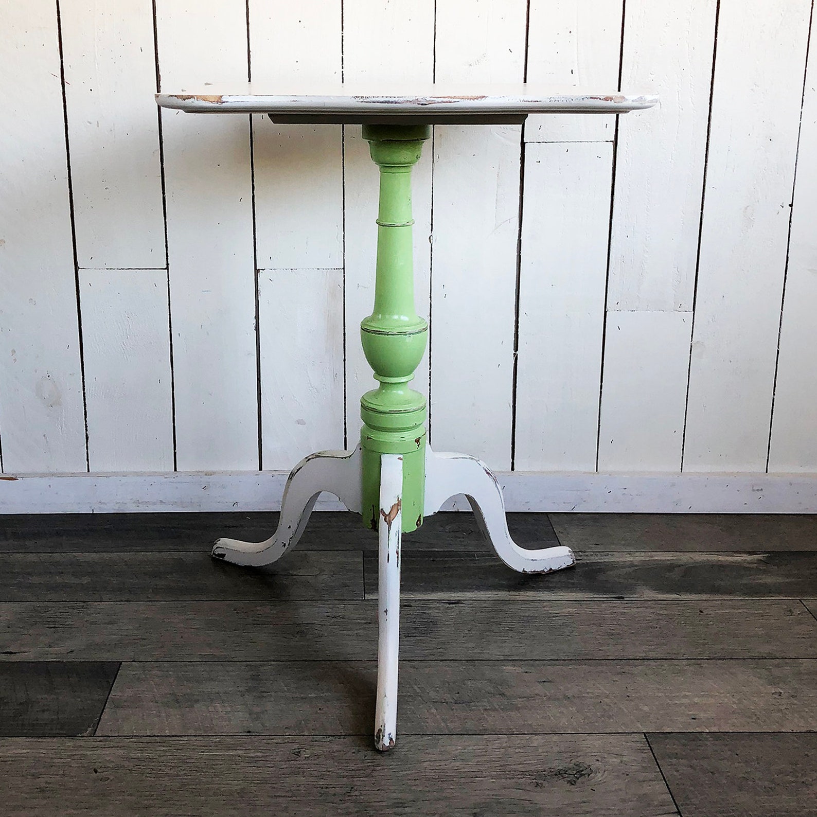 Vintage Berkey & Gay Solid Maple Side Table With Shabby Cream Etsy