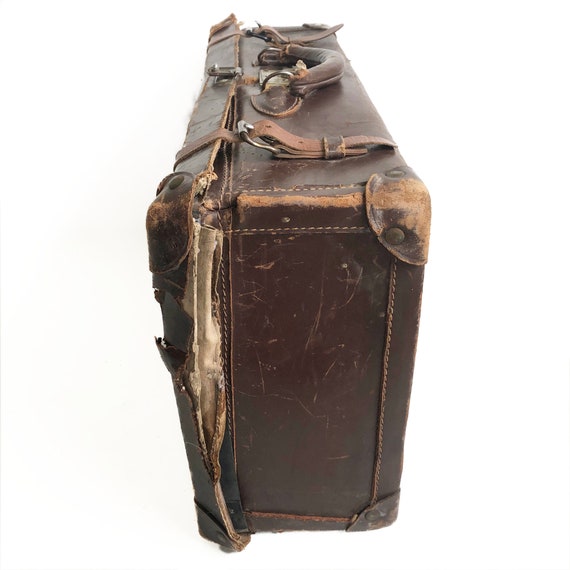 1930s-1940s Distressed Belber Leather Suitcase, S… - image 6