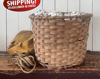 Large Antique Split Oak Cotton Harvest Basket