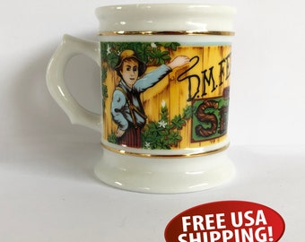 Vintage D.M. Ferry Seeds Mug: 1980s Franklin Porcelain, Retro Advertising