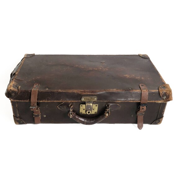 1930s-1940s Distressed Belber Leather Suitcase, S… - image 2