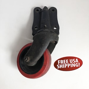 Salvaged Industrial Factory Cart Wheel from Nutting Cart, Large Heavy Duty Caster, Truck Cart Caster, Midcentury Industrial Cart Wheel