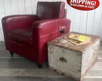 Old Rustic Barn Trunk, Wood Box, Storage Chest Coffee Table, Distressed Primitive Farmhouse Decor