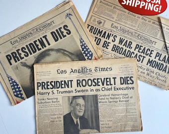 FDR Death Newspaper, April 1945: President Franklin D. Roosevelt Dies,  Vintage Memorabilia