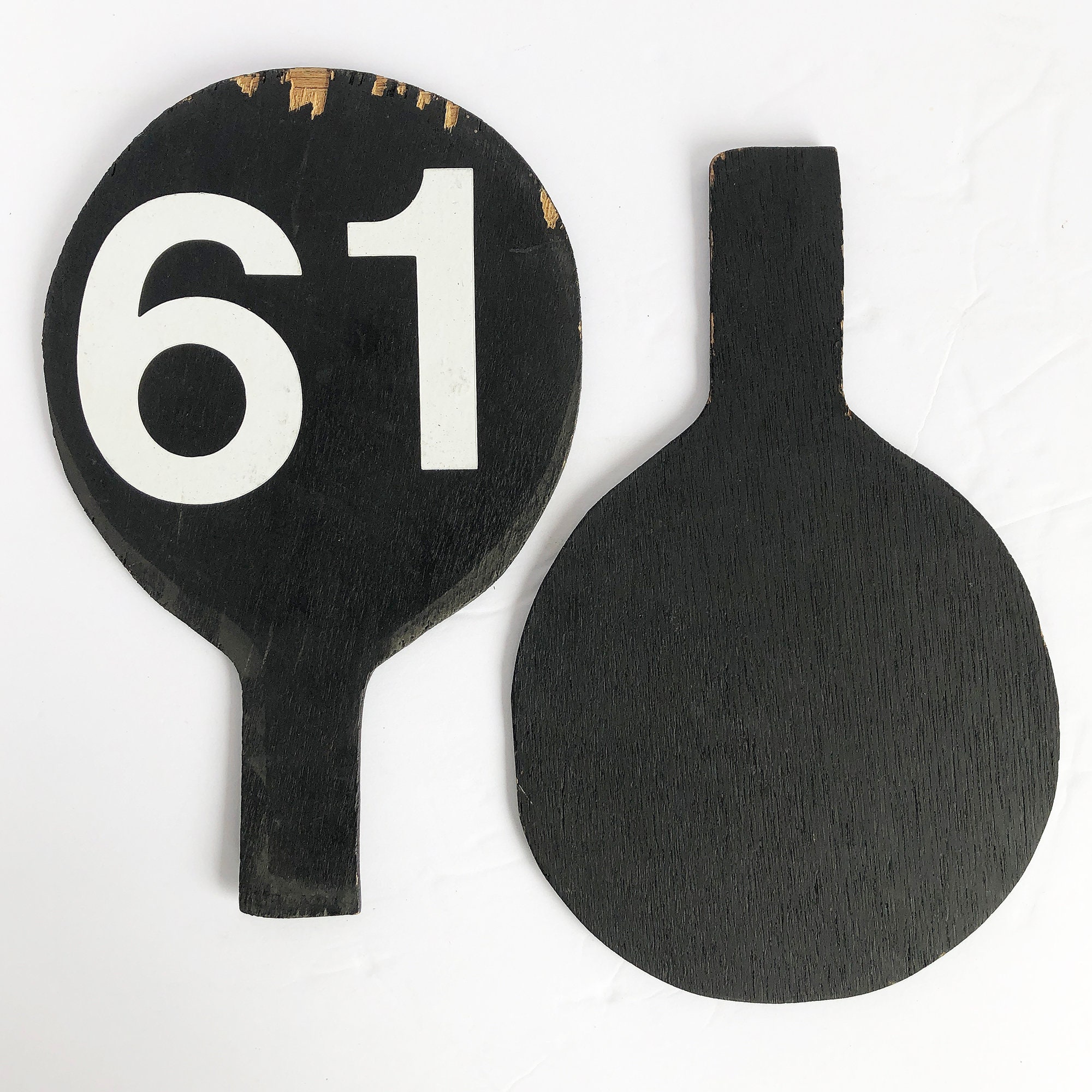 Vintage Wooden Auction Paddles, Bidding Numbers, Auction Card, White on  Black Number, Birthday, Anniversary, Wedding Numbers 