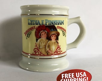 Vintage Lydia E. "Women's Tonic" Mug, 1980s Franklin Porcelain Collectible Mug, Retro Advertising Art, The Corner Store Series