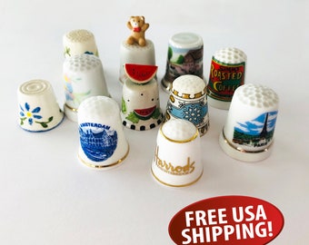 Vintage Porcelain Sewing Thimble, Collectible Thimble, Sewing Gift, Sewing Room Decor