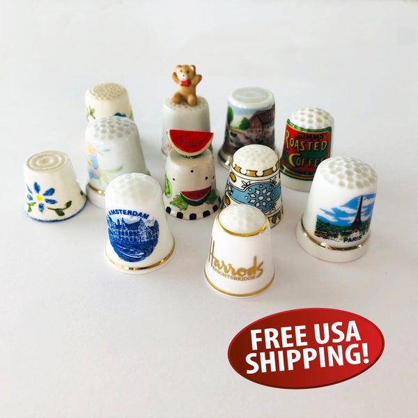 Vintage Porcelain Sewing Thimble, Collectible Thimble, Sewing Gift, Sewing Room Decor