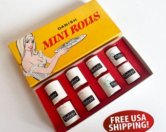 Vintage Danish Mini Rolls Gag Gift, Original Box, 1960s Kitsch