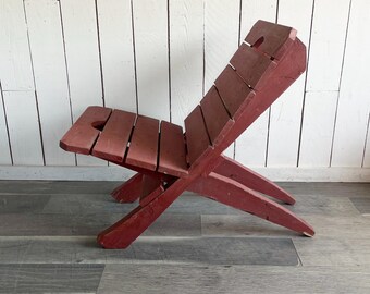 Rustic Home-made Wood Slat Lawn Chair, Two Piece Scissor